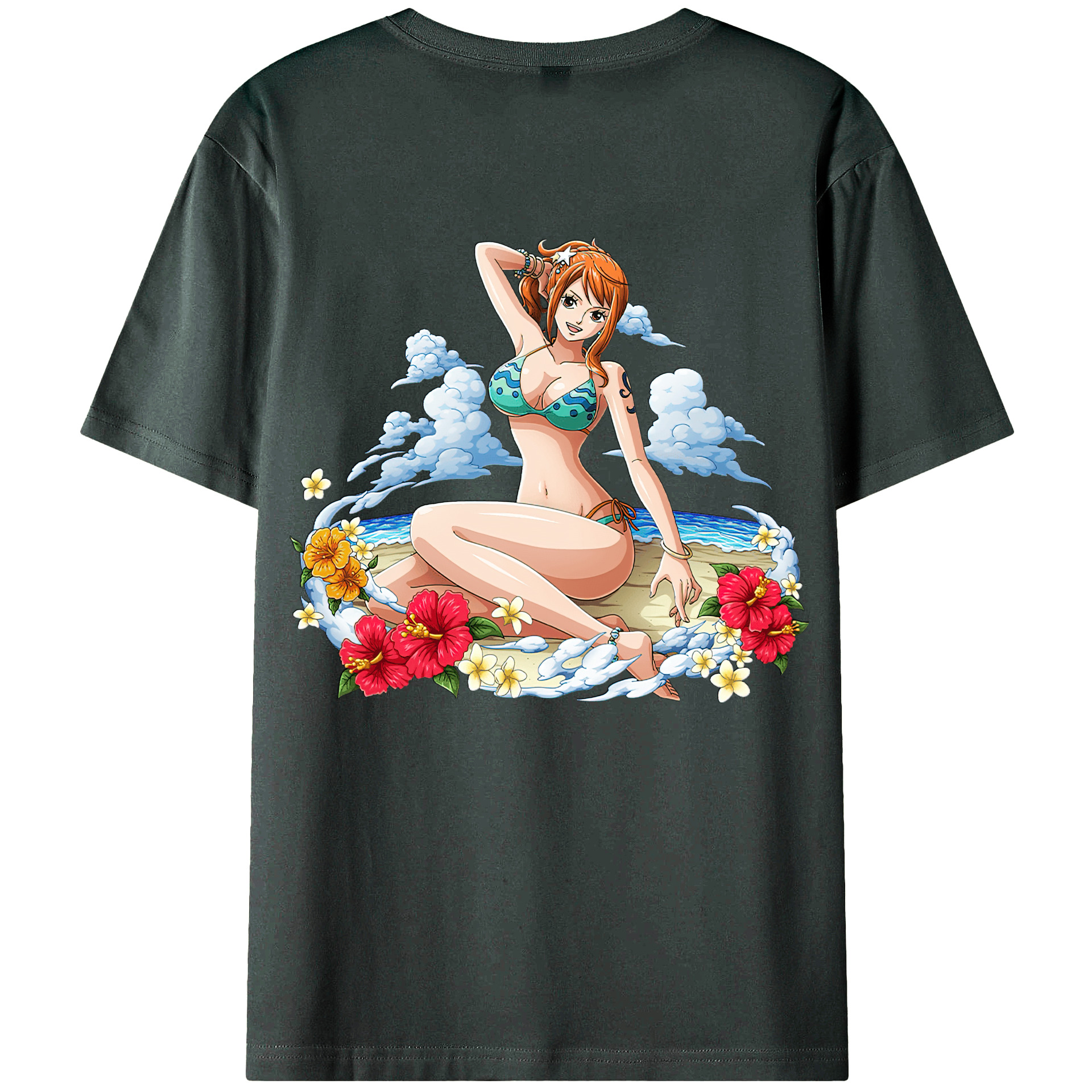 （画像用） ワンピース ナミ ONE PIECE Nami 綿100％ メンズ半袖Tシャツ（バックプリント） 通気性